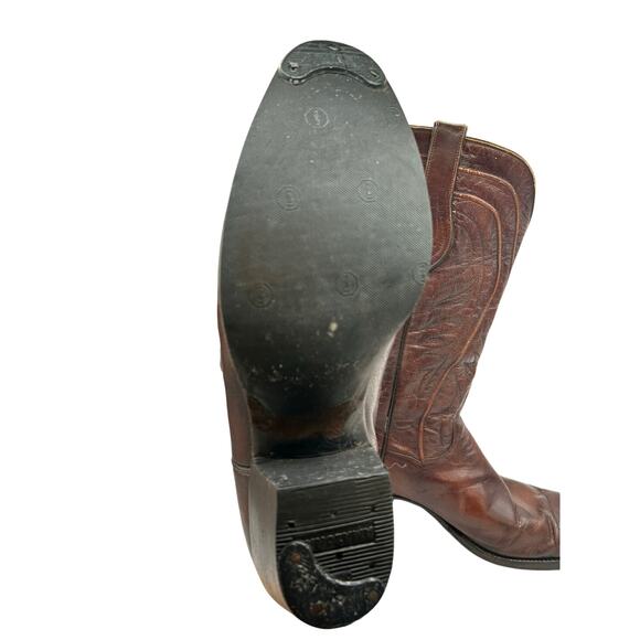 American Vintage Men’s Size 9 Brown Leather Western Cowboy Boots Hand Crafted main image 6